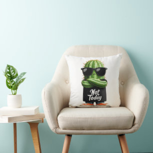 "Not Today" Cactus with Sunglasses and Attitude Cushion
