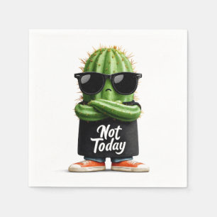 "Not Today" Cactus with Sunglasses and Attitude Napkin