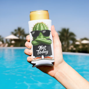 "Not Today" Cactus with Sunglasses and Attitude Seltzer Can Cooler