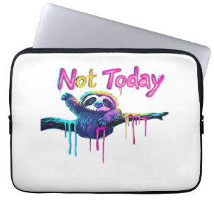Not Today � Colourful Sloth Neon Artwork Classic T Laptop Sleeve