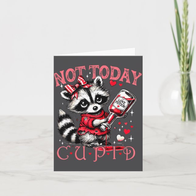 Not Today Cud Funny Raccoon Valentines Day Cute Ki Card (Front)