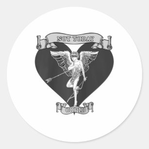 Not Today Cupid Arrow Shot Tattoo Style Grey Anti Classic Round Sticker