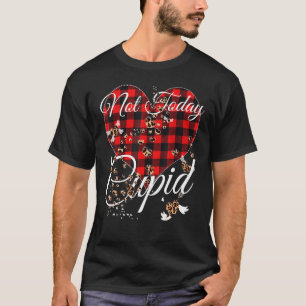 Not Today Cupid Cute Red Plaid Leopard Hearts Vale T-Shirt