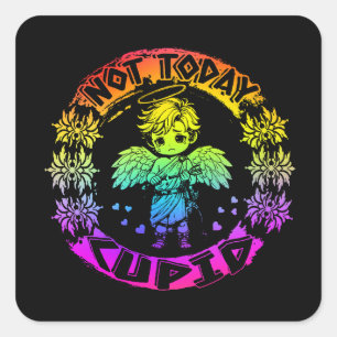 Not Today Cupid Cute Valentine Humour Square Sticker