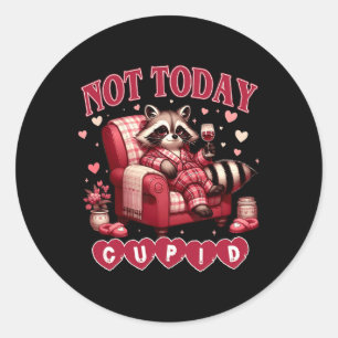 Not Today Cupid Funny Snarky Raccoon Valentine's D Classic Round Sticker