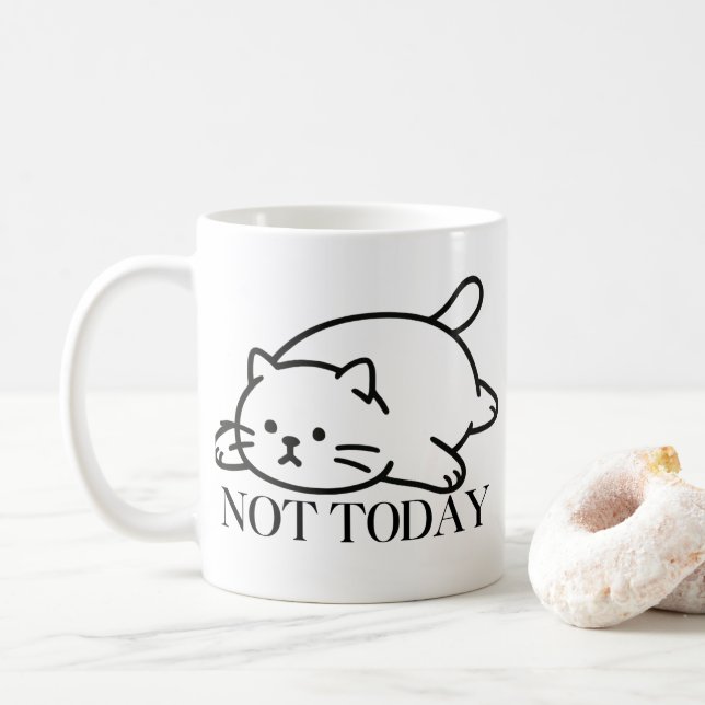 Not Today Cute Lazy Cat Mood Coffee Mug (With Donut)