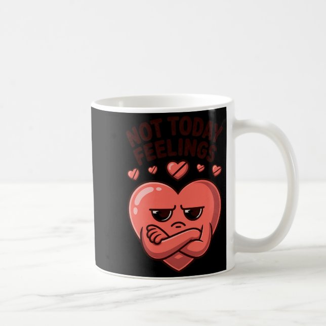 Not Today Feelings Cute Moody Heart Anti Valentine Coffee Mug (Right)