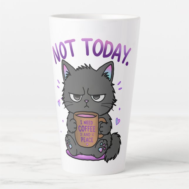 Not Today Grumpy Cat Coffee Lover Cute Funny Cat Latte Mug (Front)