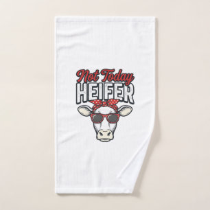 Not Today Heifer Funny Cow Vintage Vector Design_1 Hand Towel