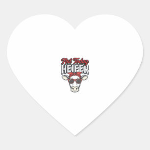 Not Today Heifer Funny Cow Vintage Vector Design_1 Heart Sticker