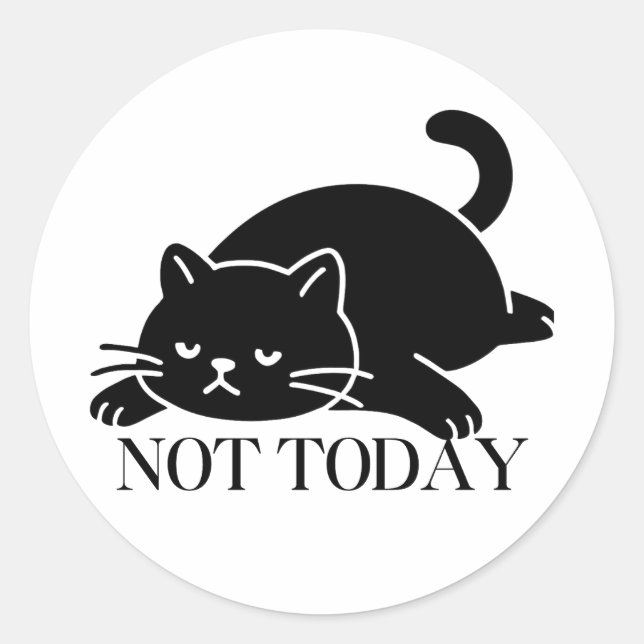 Not Today Holiday Mood Black Cat Sticker (Front)