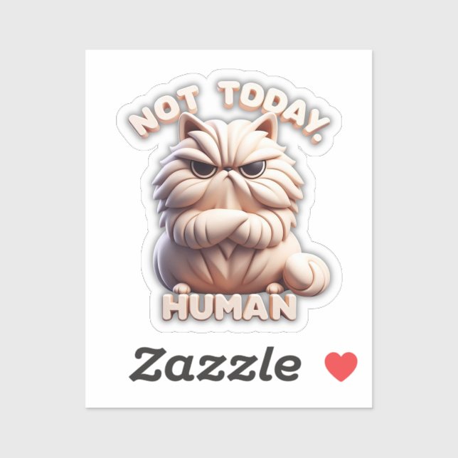 Not Today Human Grumpy Cat Vinyl Sticker (Sheet)