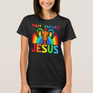 Not Today Jesus Satanic Baphomet Sigil Pentagram S T-Shirt