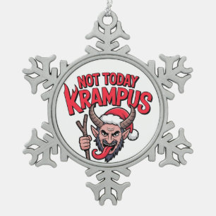 Not Today Krampus Funny Christmas Evil Krampus Snowflake Pewter Christmas Ornament