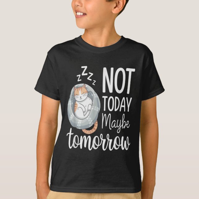 Not Today Maybe Tomorrow Lazy Sleeping Cat Mood  T-Shirt (Front)
