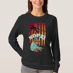 Not Today Nope Sleeping Sloth Sunset Flag T-Shirt