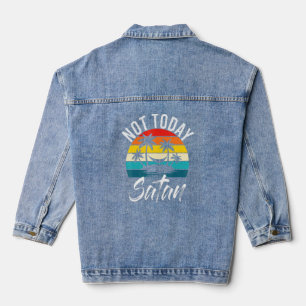 Not Today Satan Beach Vacation Palm Trees Hammock Denim Jacket