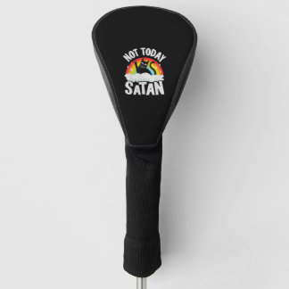 Not Today Satan Cat Rainbow Goth Jesus Funny Death Golf Head Cover