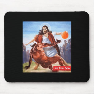 Not Today Satan Jesus Crossover Bysketbyll Fun Mem Mouse Pad