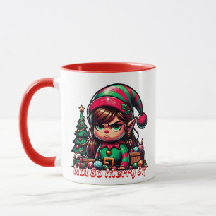 Not Very Merry Christmas Elf   Funny Personalised Mug