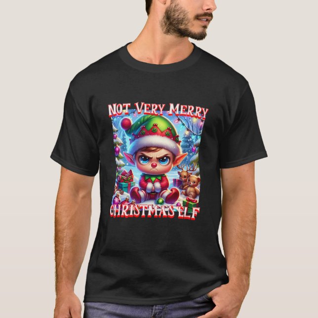 Not Very Merry Christmas Elf T-Shirt (Front)