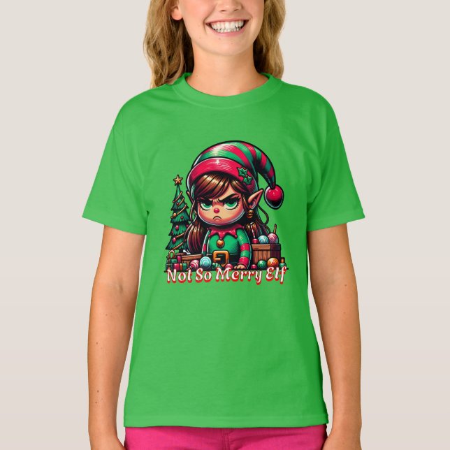 Not Very Merry Christmas Elf T-Shirt (Front)