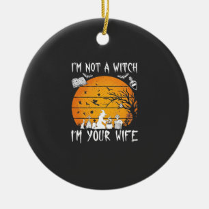 Not Witch Wife Halloween Sunset Cauldron_1 Ceramic Ornament