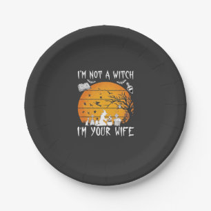 Not Witch Wife Halloween Sunset Cauldron_1 Paper Plate