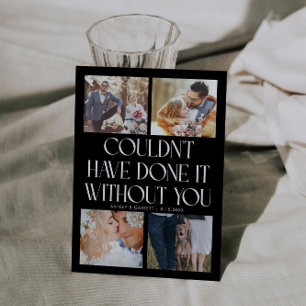 Not Without You Wedding 4-Photo Black Thank You Card