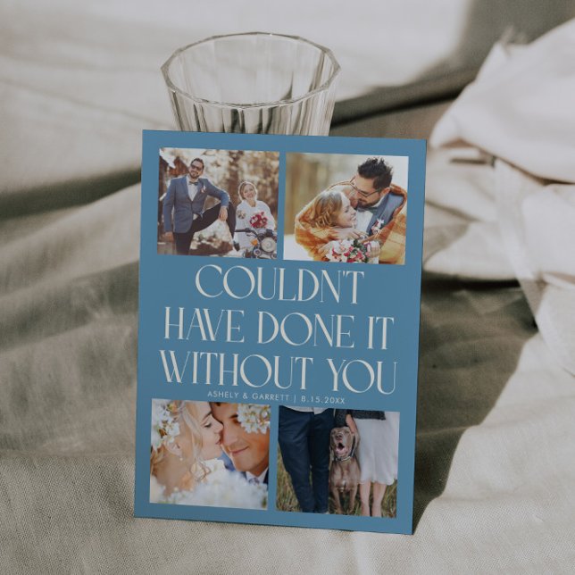Not Without You Wedding 4-Photo Denim Blue Thank You Card (Creator Uploaded)
