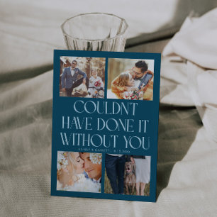 Not Without You Wedding 4-Photo Teal Thank You Card