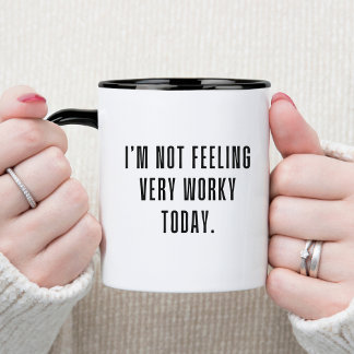 Not Worky Minimal, Funny & Sarcastic Office Humor Two-Tone Coffee Mug