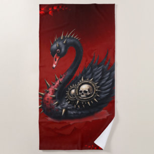 Not Your Average Swan – Spikes, Skulls & Sass.  Beach Towel