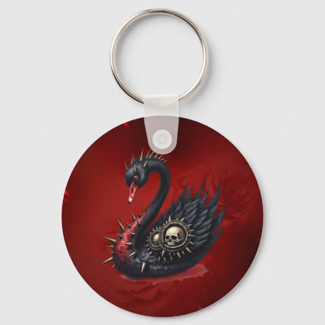 Not Your Average Swan – Spikes, Skulls & Sass.  Key Ring (Front)