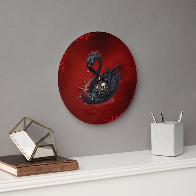Not Your Average Swan – Spikes, Skulls & Sass.  Large Clock (Office)