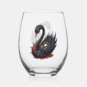 Not Your Average Swan – Spikes, Skulls & Sass. Stemless Wine Glass