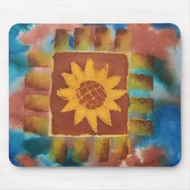 Not Your Granny's Sunflower Quilt Square Mouse Pad (Front)