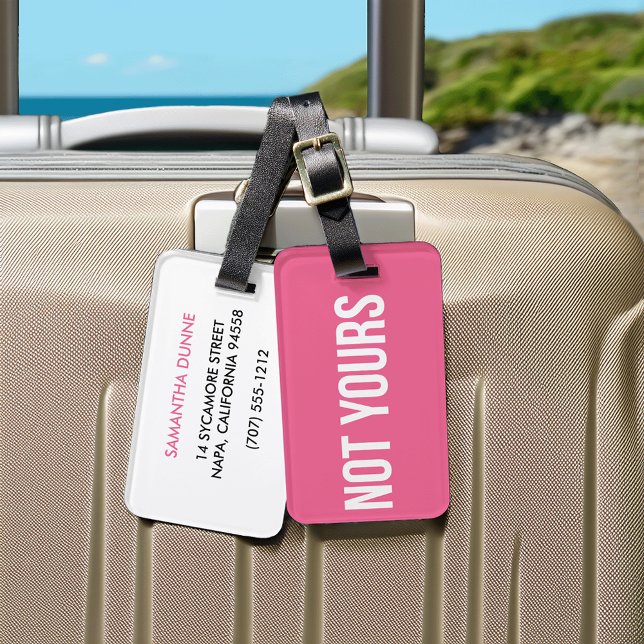 Not Yours Personalised Luggage Tag | Pink (Creator Uploaded)