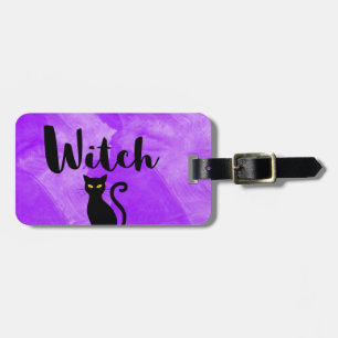 Not Yours Purple Witch Black Cat Magic Luggage Tag