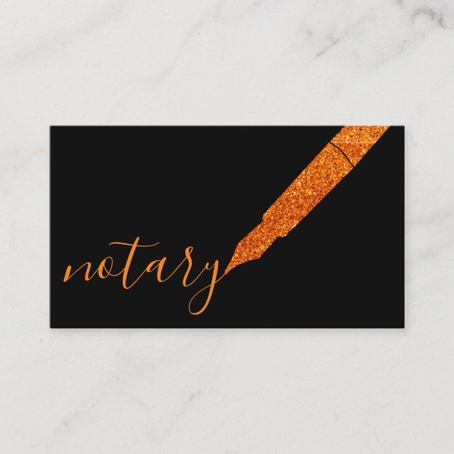 Notary Agent Pen Logo Freelance Calligraphy Writer Business Card (Front)