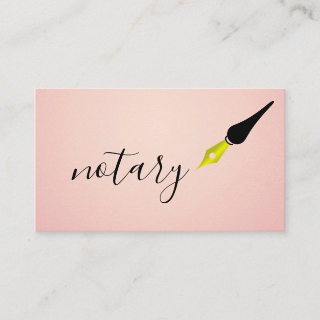 Notary Agent Pen Logo Freelance Calligraphy Writer Business Card (Front)