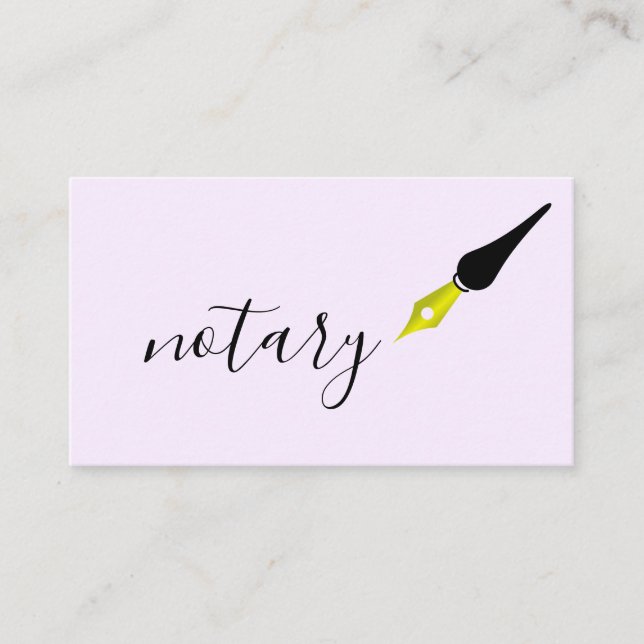 Notary Agent Pen Logo Freelance Calligraphy Writer Business Card (Front)
