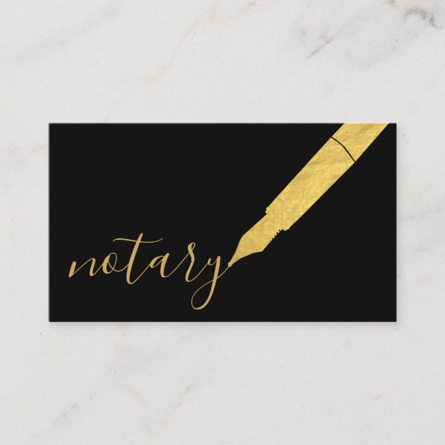 Notary Agent Pen Logo Freelance Calligraphy Writer Business Card (Front)
