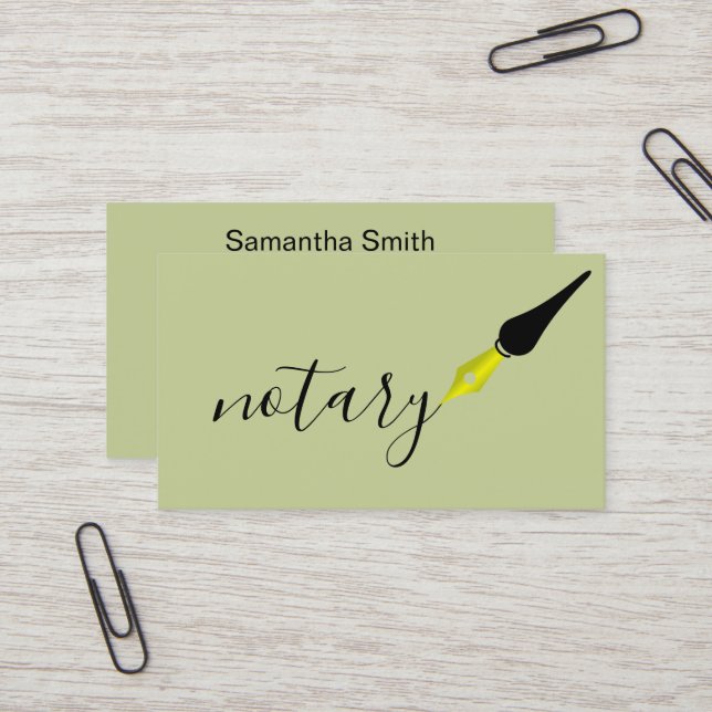 Notary Agent Pen Logo Freelance Calligraphy Writer Business Card (Front/Back In Situ)