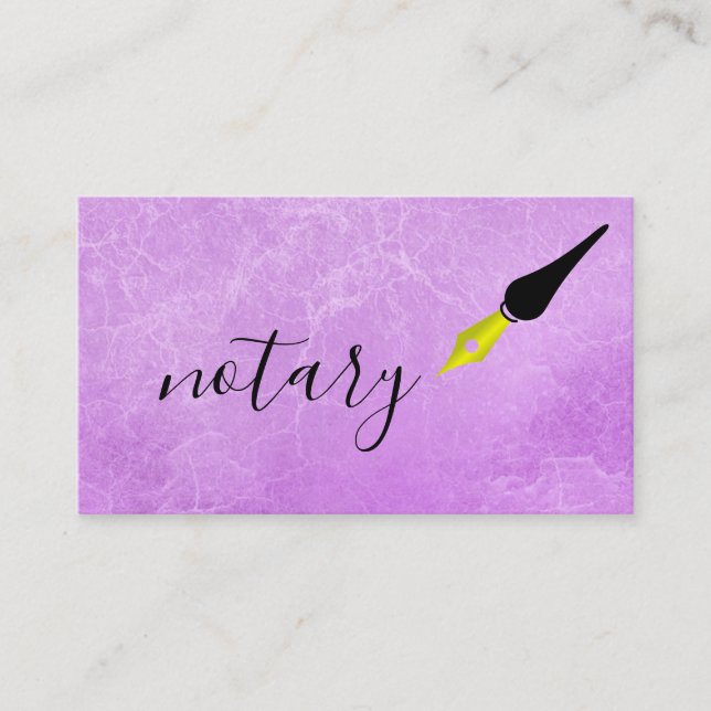 Notary Agent Pen Logo Freelance Calligraphy Writer Business Card (Front)