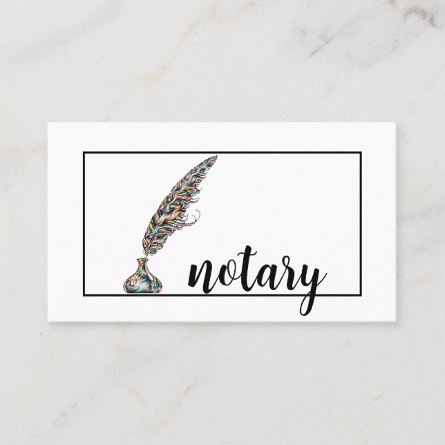 Notary Agent Pen Logo Freelance Calligraphy Writer Business Card (Front)