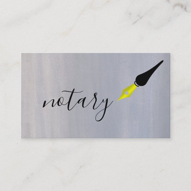 Notary Agent Pen Logo Freelance Calligraphy Writer Business Card (Front)