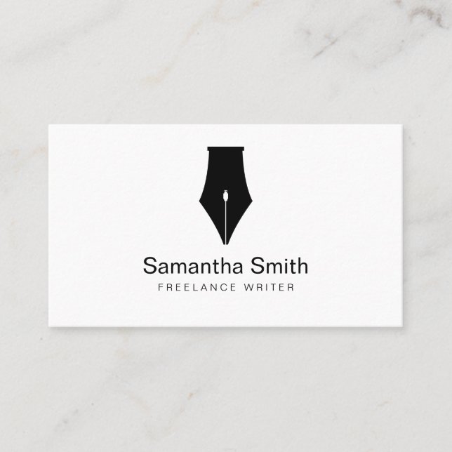Notary Agent Pen Logo Freelance Calligraphy Writer Business Card (Front)