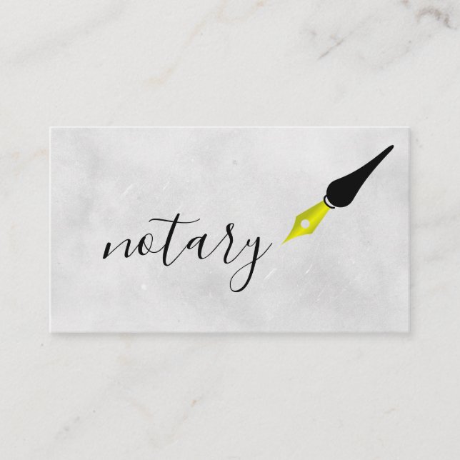 Notary Agent Pen Logo Freelance Calligraphy Writer Business Card (Front)