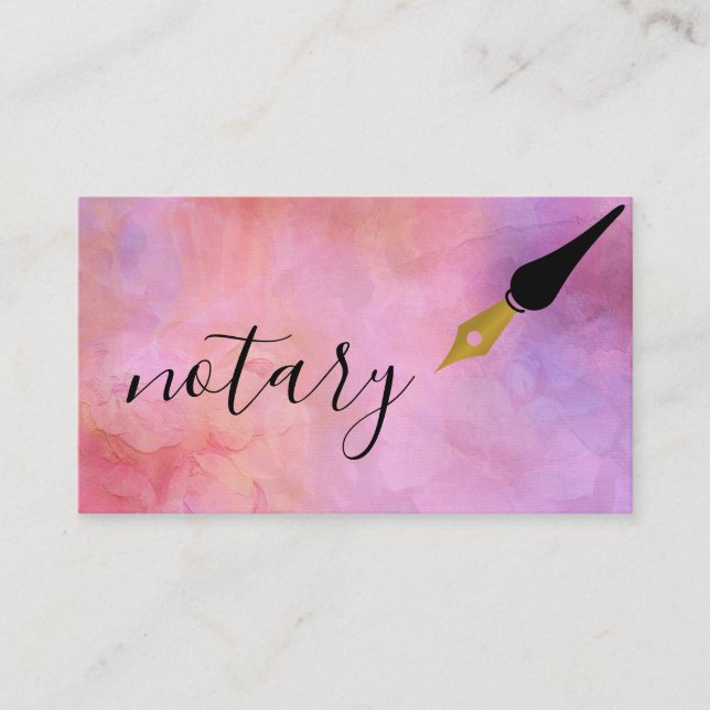 Notary Agent Pen Logo Freelance Calligraphy Writer Business Card (Front)